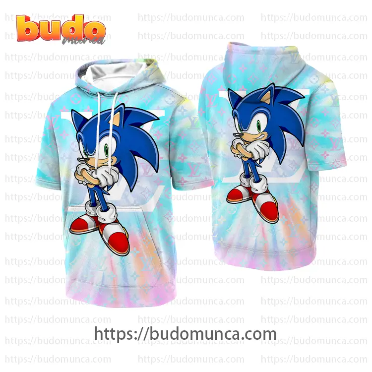 Louisvuitton and sonic the hedgehog classic hooded short sleeve t-shirt gift uninque for kid man women